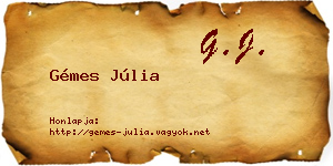 Gémes Júlia névjegykártya